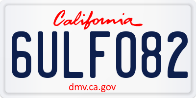 CA license plate 6ULF082
