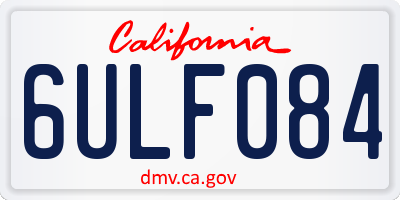 CA license plate 6ULF084
