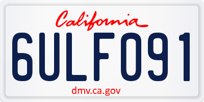 CA license plate 6ULF091