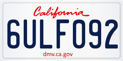 CA license plate 6ULF092