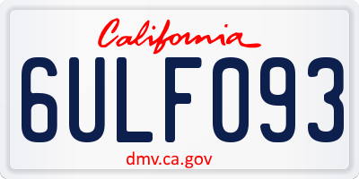 CA license plate 6ULF093