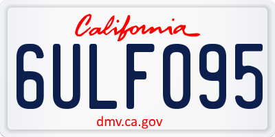 CA license plate 6ULF095