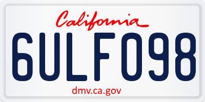 CA license plate 6ULF098