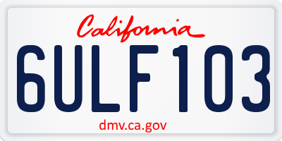 CA license plate 6ULF103