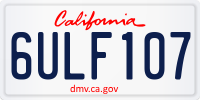 CA license plate 6ULF107
