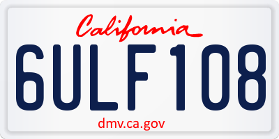 CA license plate 6ULF108