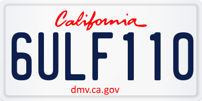 CA license plate 6ULF110