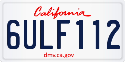 CA license plate 6ULF112