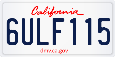 CA license plate 6ULF115