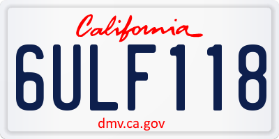 CA license plate 6ULF118