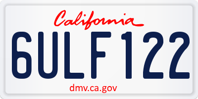 CA license plate 6ULF122