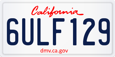 CA license plate 6ULF129
