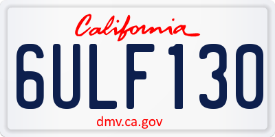CA license plate 6ULF130