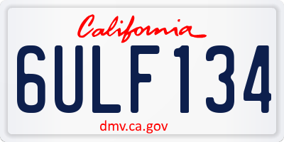 CA license plate 6ULF134