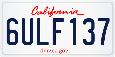 CA license plate 6ULF137