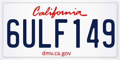 CA license plate 6ULF149