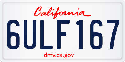 CA license plate 6ULF167