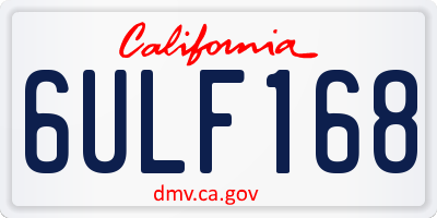 CA license plate 6ULF168