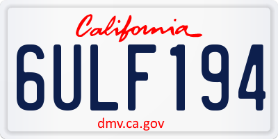 CA license plate 6ULF194