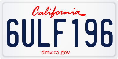 CA license plate 6ULF196