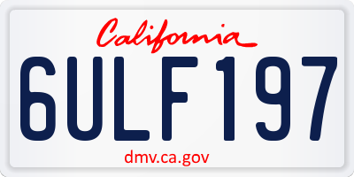 CA license plate 6ULF197