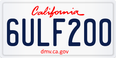 CA license plate 6ULF200