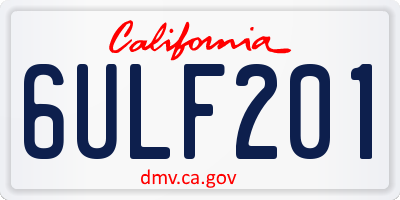 CA license plate 6ULF201