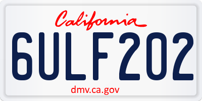 CA license plate 6ULF202