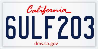 CA license plate 6ULF203