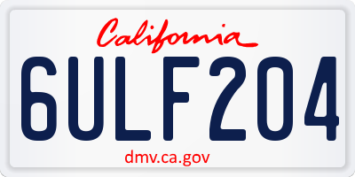 CA license plate 6ULF204