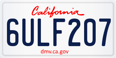 CA license plate 6ULF207