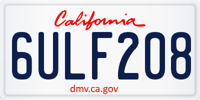 CA license plate 6ULF208