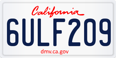 CA license plate 6ULF209