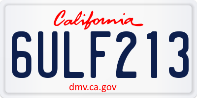 CA license plate 6ULF213