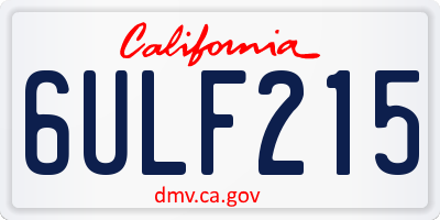 CA license plate 6ULF215
