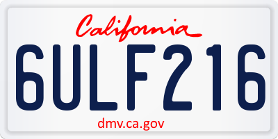 CA license plate 6ULF216
