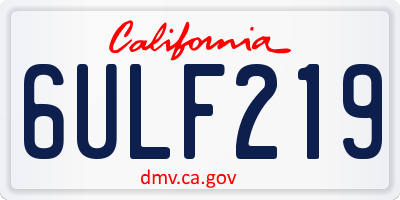CA license plate 6ULF219