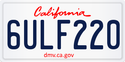 CA license plate 6ULF220
