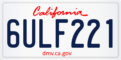 CA license plate 6ULF221