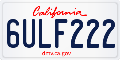 CA license plate 6ULF222