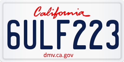 CA license plate 6ULF223