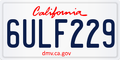 CA license plate 6ULF229