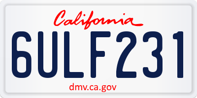 CA license plate 6ULF231