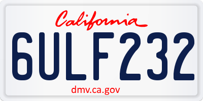 CA license plate 6ULF232