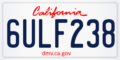 CA license plate 6ULF238