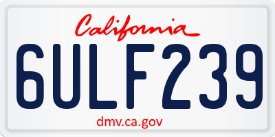 CA license plate 6ULF239