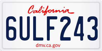 CA license plate 6ULF243