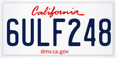 CA license plate 6ULF248
