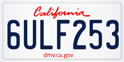 CA license plate 6ULF253