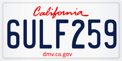 CA license plate 6ULF259
